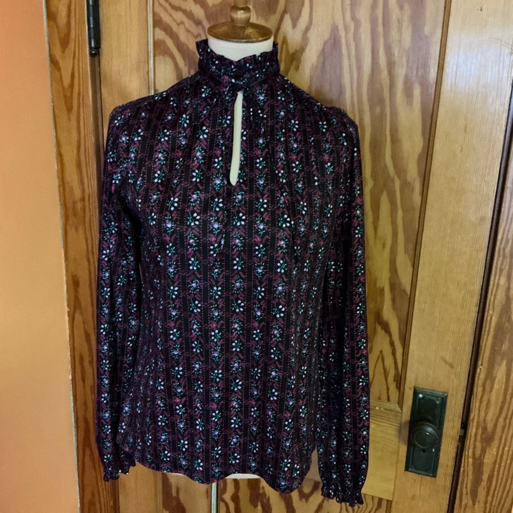 Vtg 70s Puccini black floral top - Picture 9 of 12